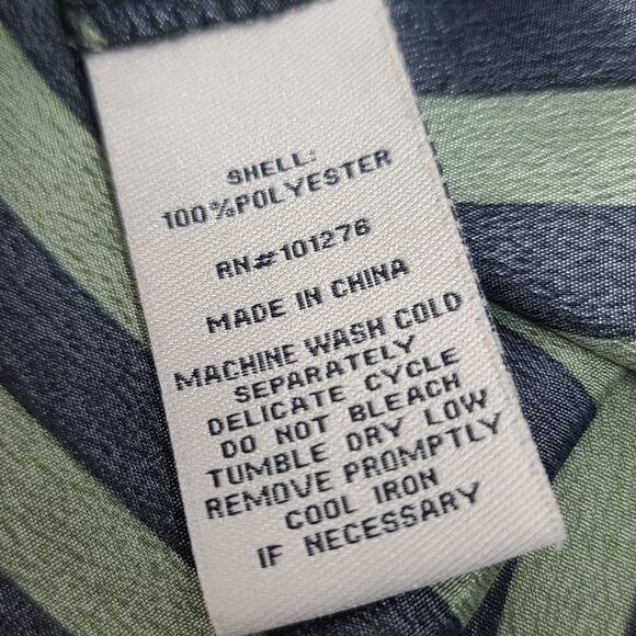 Eci Tunic Top 3/4 Sleeve Large Green Black Stripe Tunic Blouse Mod Witchy - Picture 6 of 10